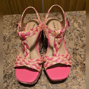 Torrid T-Strap Platform Raffia Wedge (WW)